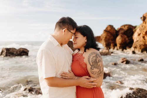 Kauai couples trip photoshoot at Maha'Ulepu Beach, South Shore