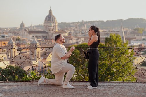 Rome proposal photoshoot at Trinità dei Monti, the Pincio & Villa Borghese