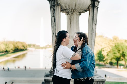 Washington DC couples trip photoshoot at The Reflecting Pool and Washington Monument